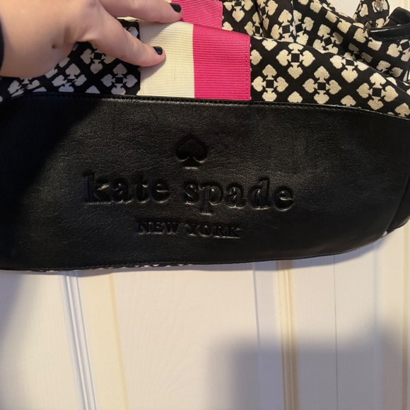 Kate Spade Shoulder Bag, Leather and Print, Black/White/Pink - Picture 7 of 10